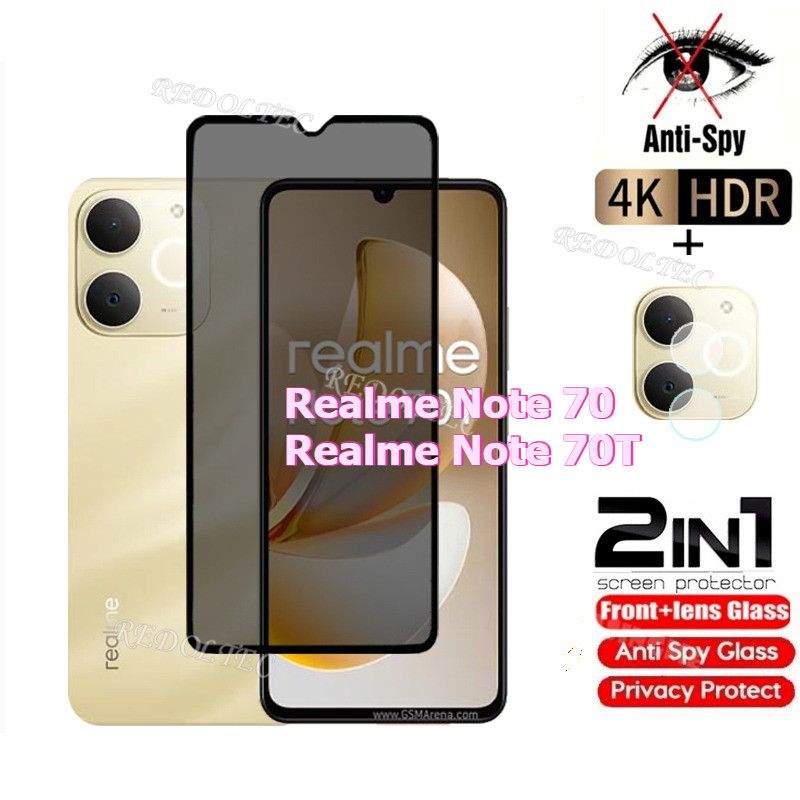 Realme Note 70 70Tกระจกนิรภัยส่วนตัวAnti-Spyคลุมทั้งหมดป้องกันหน้าจอAnti Peek 2in1 Privacns Protector Realme Note70 T