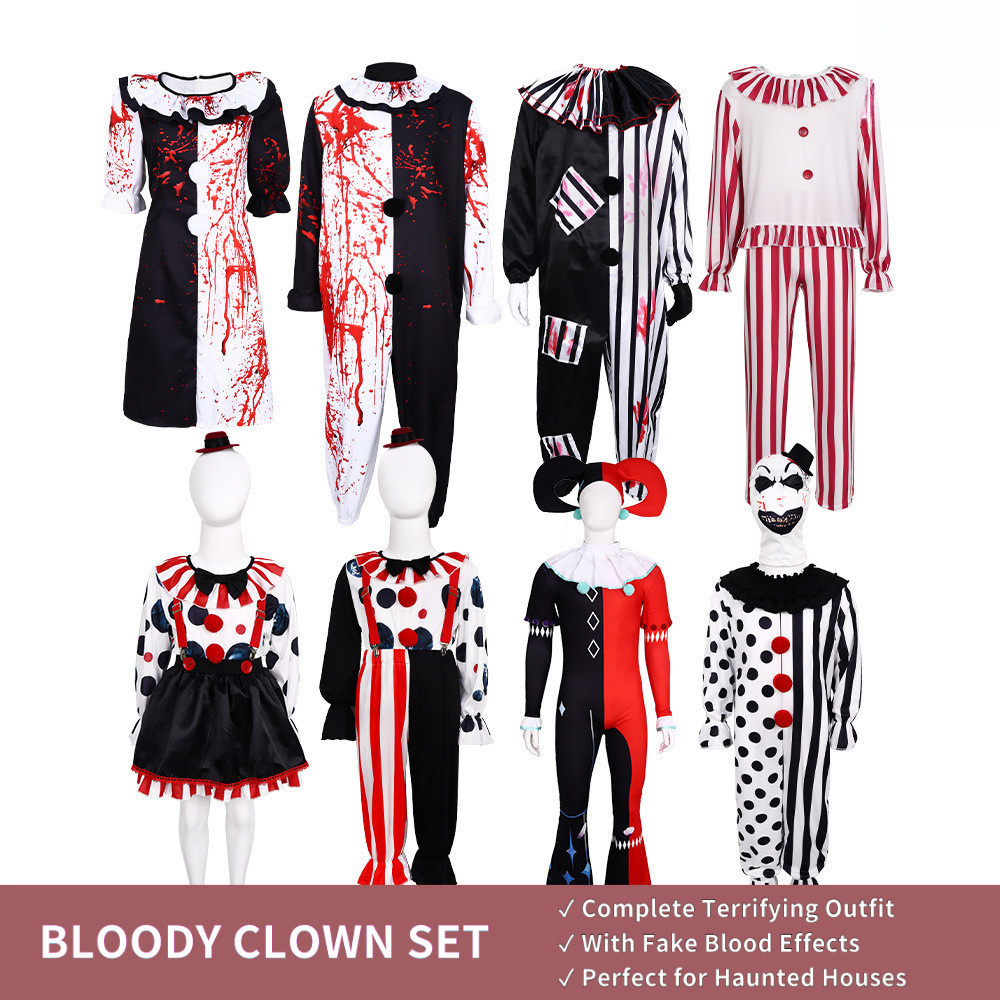 Bloody Clown เครื่องแต่งกายKids & Adult Horror Halloween คอสเพลย์ | Evil Soul-Cutting Clown รีวิวดีมาก