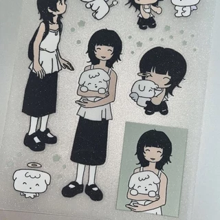 สาวสวยกระพริบสติกเกอร์ทรายการ์ตูน Y2K สาวหวานกีตาร์เด็กสติกเกอร์คู่มือ DIY Collage