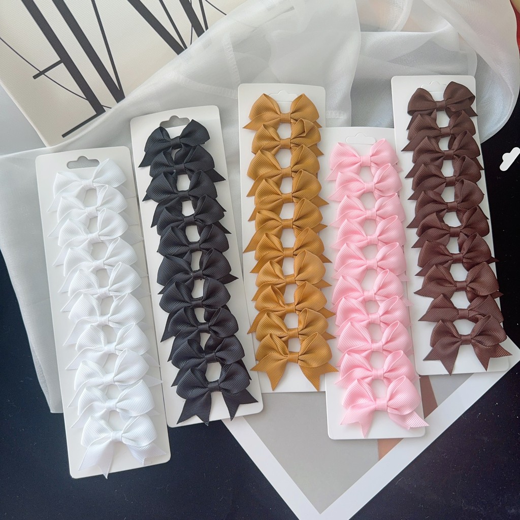 CUTEBOWS 10 ชิ้น  กิ๊บติดผม ริบบิ้นโบว์ หลากสี  อุปกรณ์เสริม สําหรับเด็กผู้หญิง ต่อชุด