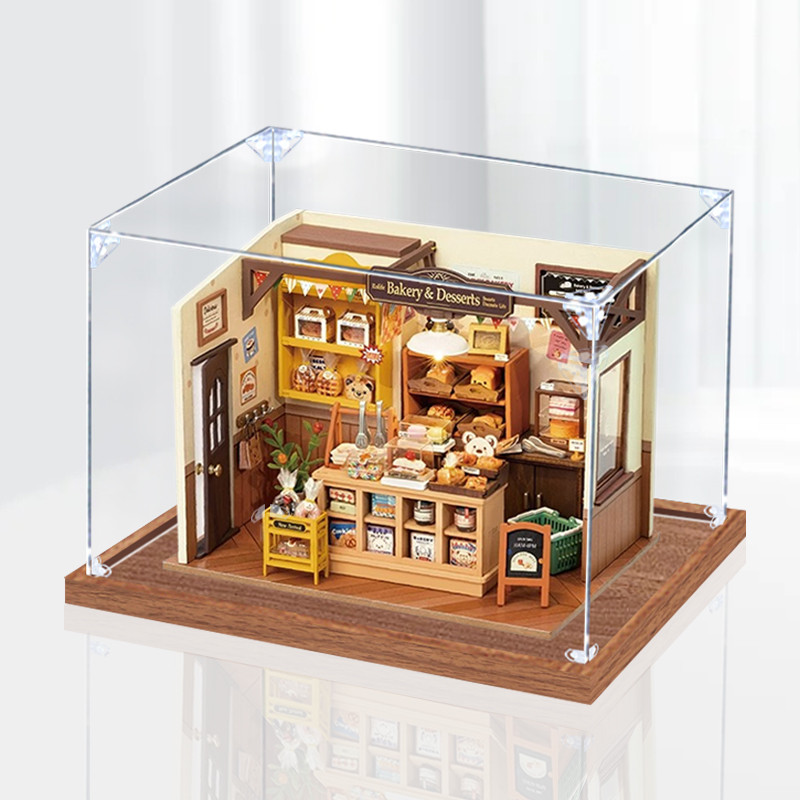 [กล่องแสดงโปร่งใส] กล่องแสดงอะคริลิคเหมาะสําหรับ Ruolai Beccas Bakery Little Bear Dining Bar Kathy F