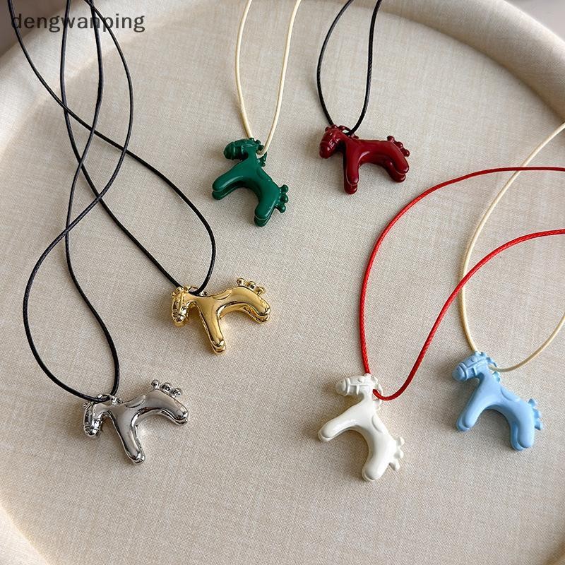 [DWP] ความเรียบง่าย เคลือบหยดเคลือบม้าที่มีสีสันจี้ยาวสร้อยคอปรับเสื้อกันหนาวโซ่เครื่องประดับที่เรีย