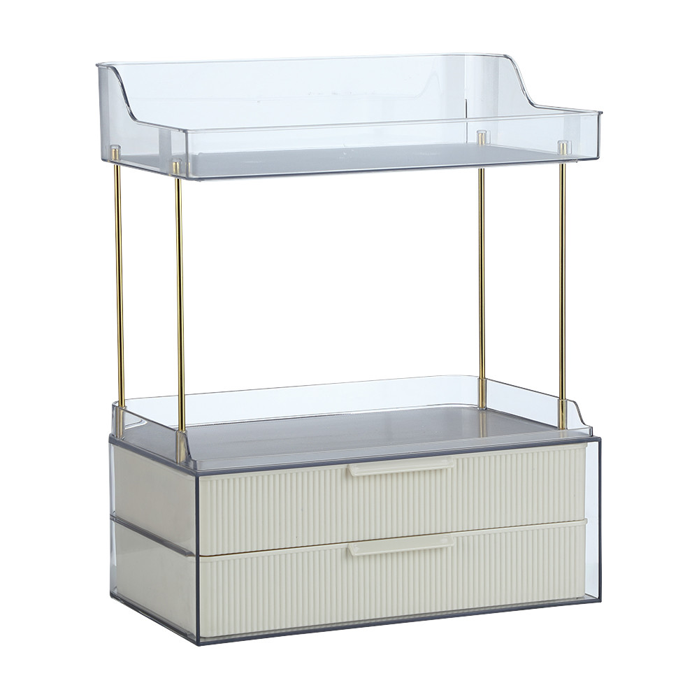 INDEX LIVING MALL ชั้นวางเครื่องสำอางพร้อมลื้นชัก รุ่นไซร่า - สีเบจ/ใสโปร่ง