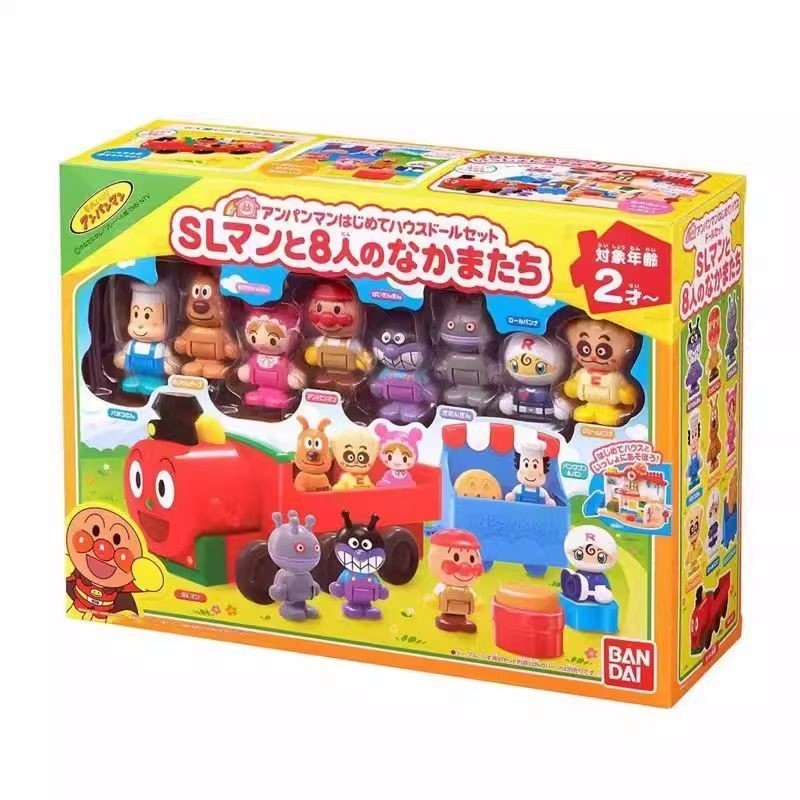 Bandai ของแท้ Anpanman Steam Train Man และ 8 Good Friends ชุดตุ๊กตาเด็กเล่น House ของเล่น J2IP