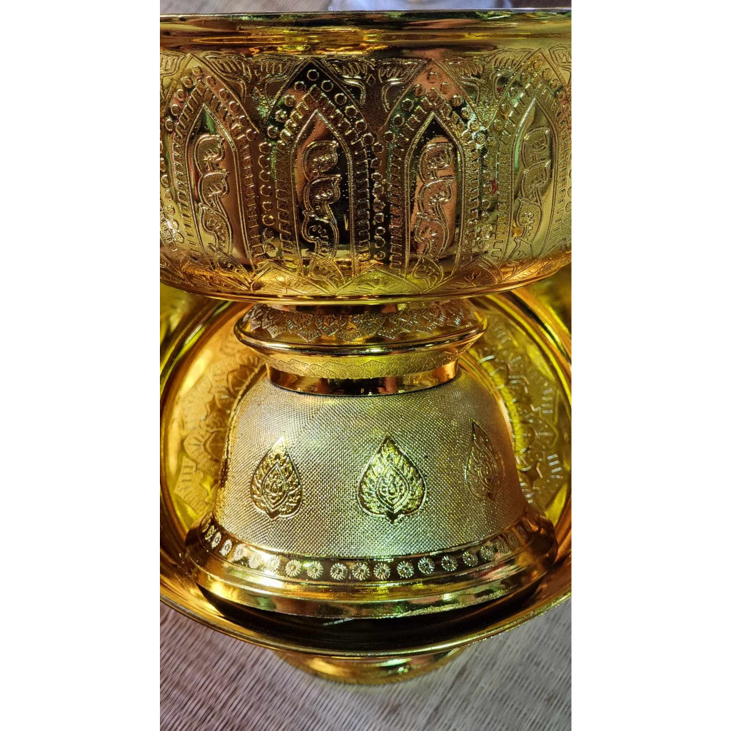 พานลาว พานรัฐธรรมนูญ ขนาด 12,14,16,18,20 ซม. พานเงิน พานทอง คละลาย!! 🚚ส่งทุกวัน⚡ - รูปที่ 2