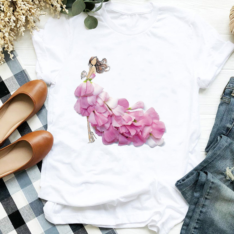 Top นักเรียน new23 สไตล์ใหม่รอบคอ T2025RoseGirl Rose ฤดูร้อนใหม่หัวใจ 2025t เสื้อพิมพ์สาว 9HOE