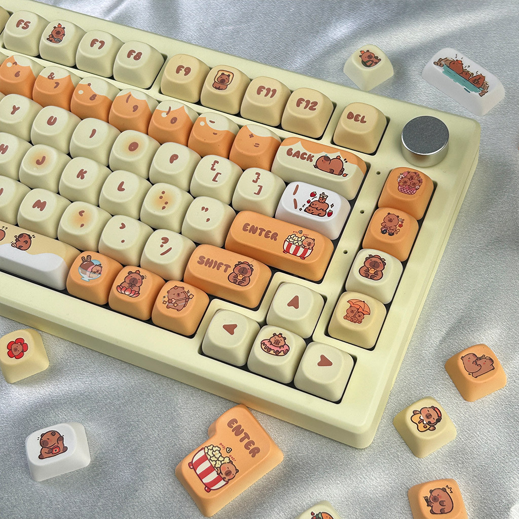 Capybara Keycaps 130 คีย์ MOA โปรไฟล์ PBT Dye Sublimation Wooting60 MAD60 Aula F75 RK รอบ Keycaps น่