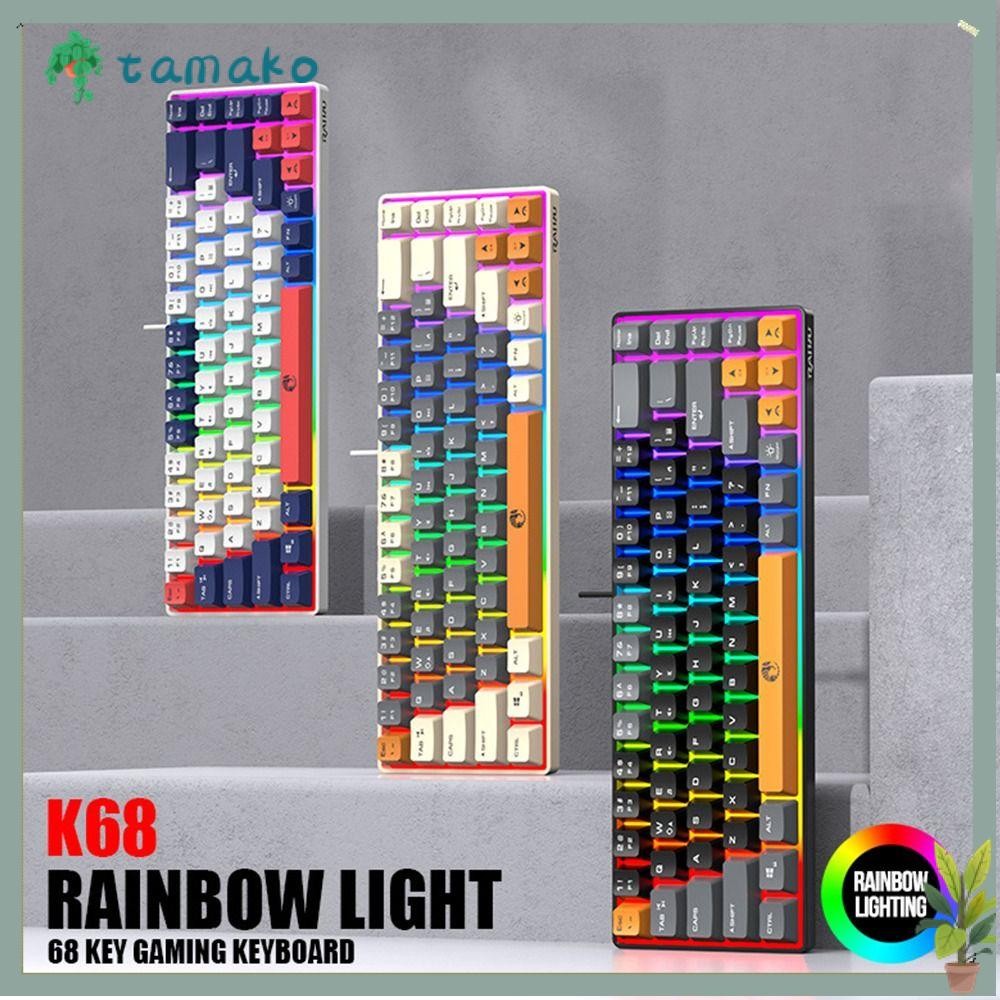 TAMAKO Gaming Mechanical Keyboard, Blue Switch Thai Keys RAID K68 Keyboard, Backlight USB Connection