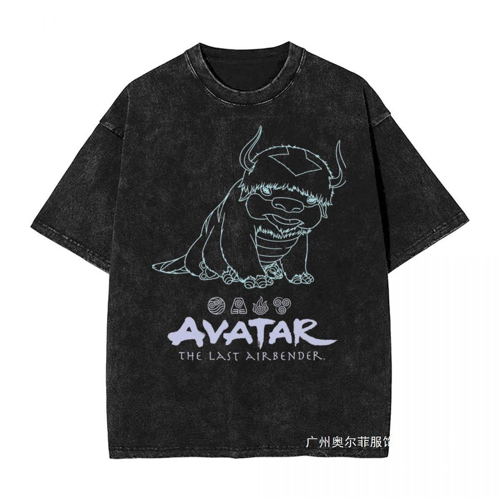 2025 ใหม่ Avatar-The Last Airbender Appa Line Art โลโก้ล้าง T เสื้อ 7VXX