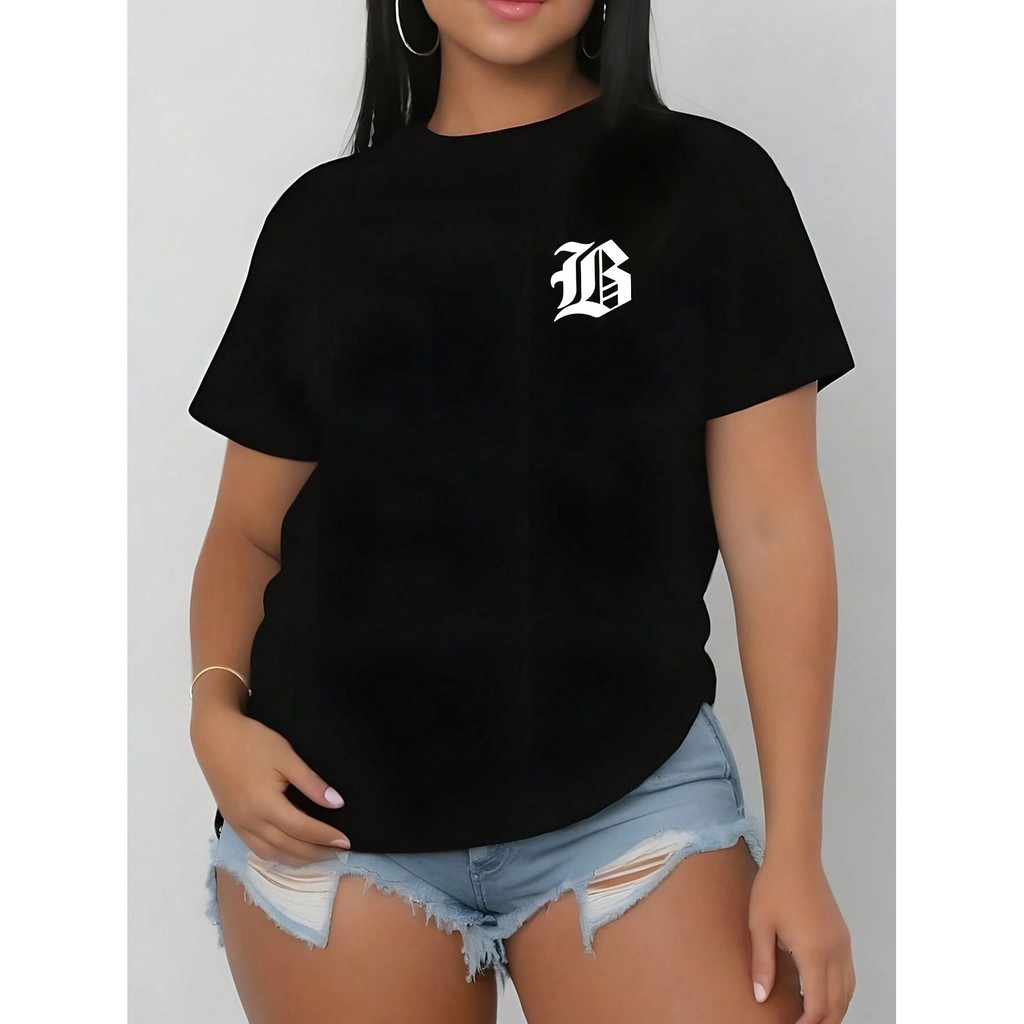 เสื้อยืดคอตตอน SOFT สีขาว สไตล์ลำลองสำหรับสุภาพสตรี พร้อมโลโก้ MOF6