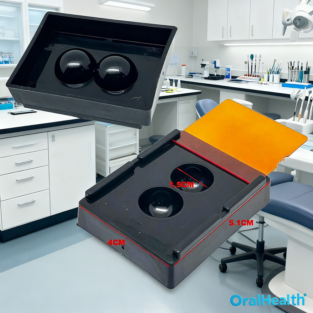 2 ช่องทันตกรรมเรซิ่น Shade Light กล่องเก็บทันตกรรม Palette ทันตกรรมวีเนียร์กล่องฟันปลอมฟัน Patch Shading Organizer เครื่องมือ