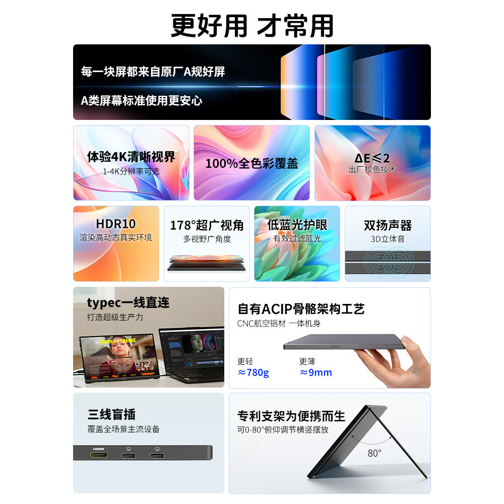 ARZOPA Azhupa จอแสดงผลแบบพกพา 4k144hz หน้าจอรองแล็ปท็อปหน้าจอส่วนขยาย s พร้อมหน้าจอภายนอก