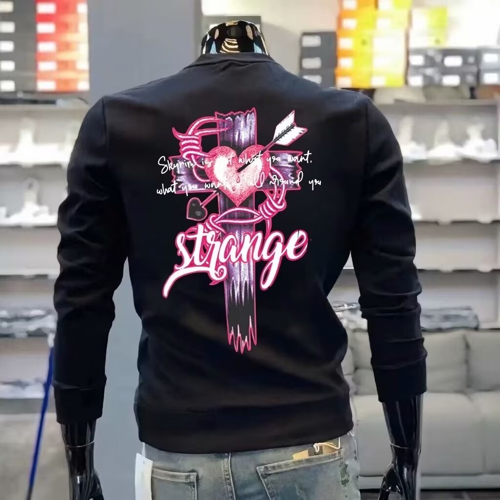 Insฤดูใบไม้ผลิฤดูใบไม้ร่วงAll-Matchพิมพ์สไตล์ฮ่องกง23 Topเสื้อกันหนาวสไตล์ใหม่ผู้ชาย2024CODnew Stree