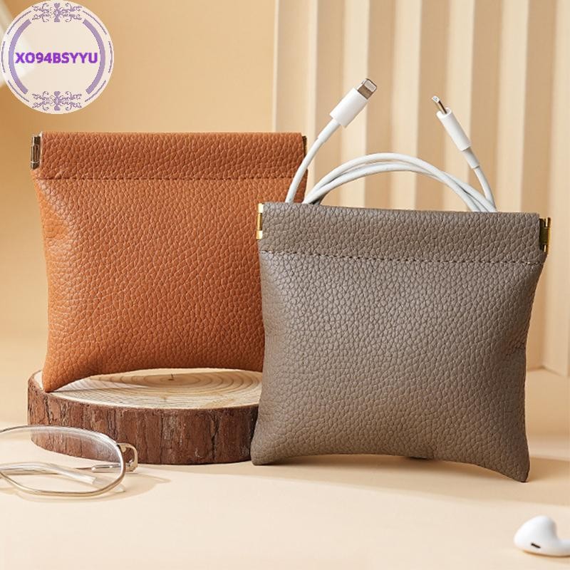 Xo94bsyyu Fashion Self-closing Leather Short Wallet Bag Women Men Small Money Key Earbuds Credit-Car