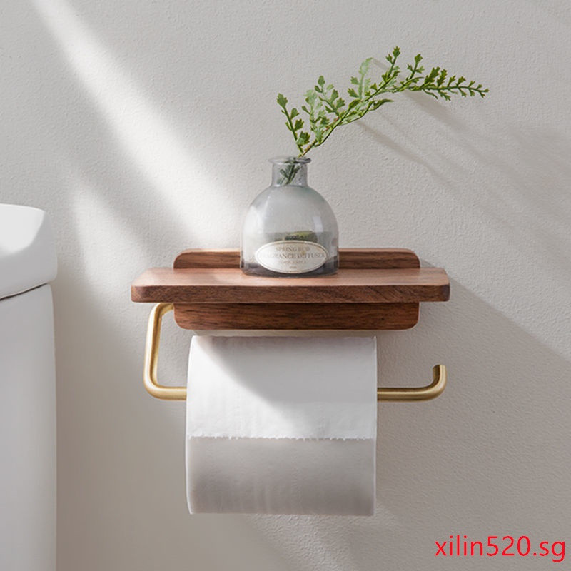 กระดาษชําระผ้าเช็ดตัวผู้ถือม้วนติดผนังกล่องเจาะฟรีชั้นวางโทรศัพท์มือถือไม้ 35Yf xilin520.sg HNH7