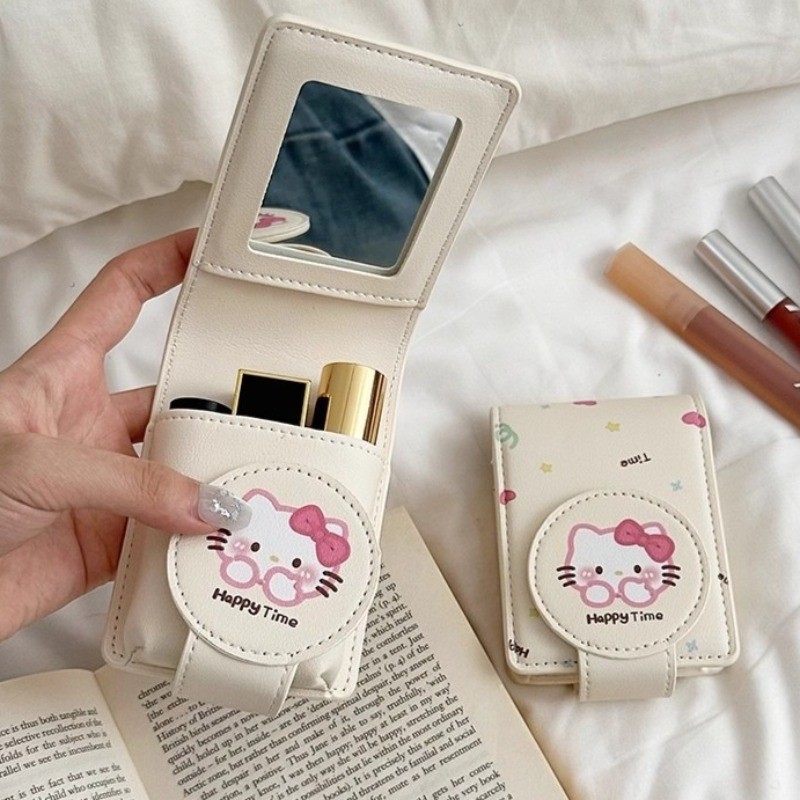 น่ารัก KT Cat Pochacco Loopy PU หนังลิปสติกกระเป๋าสีทึบพร้อมกระจกกระเป๋ามินิซิปกระเป๋าสตางค์ท่องเที่ยว