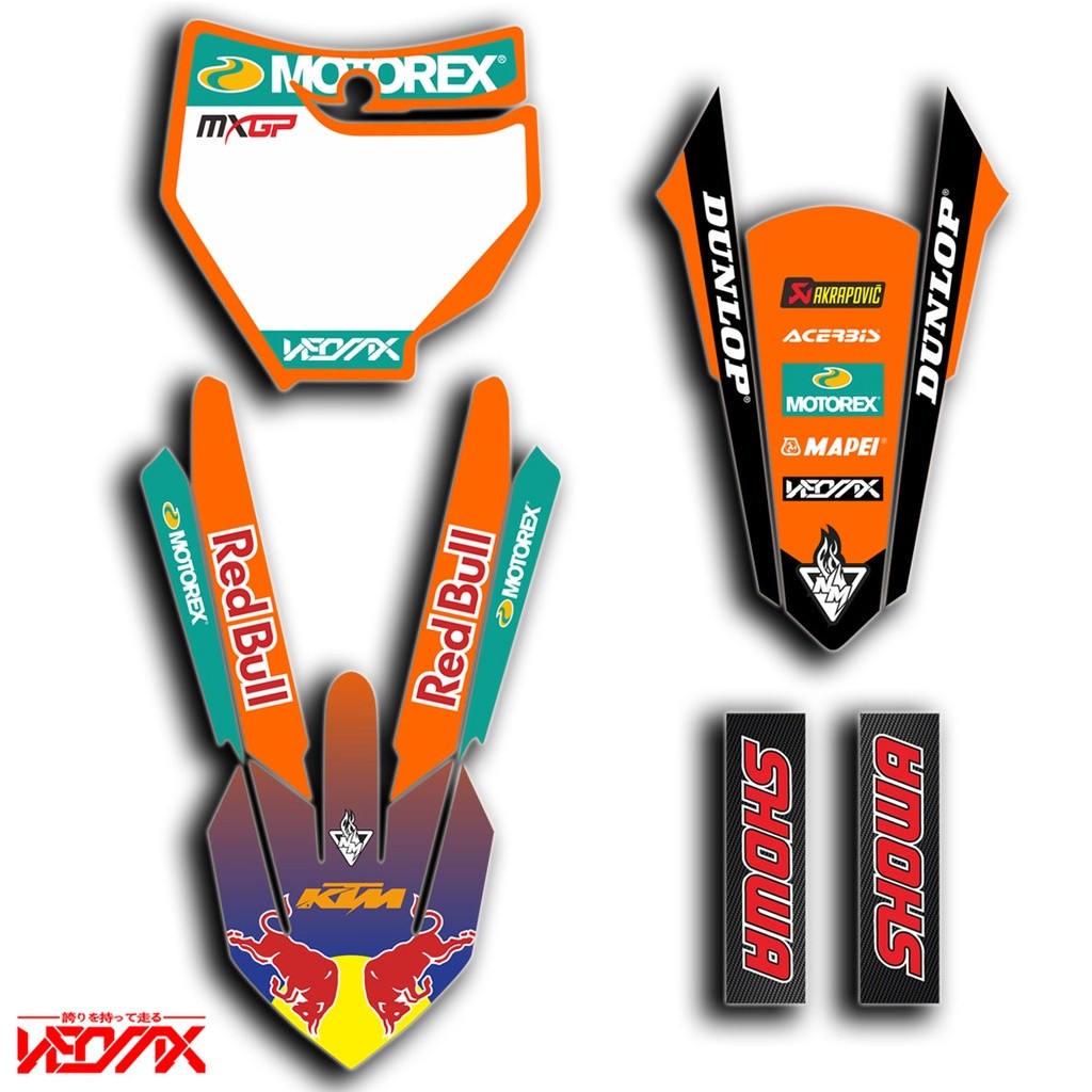 สติ๊กเกอร์บังโคลนหน้าบังโคลนหลังและแผ่นตัวเลข KTM250