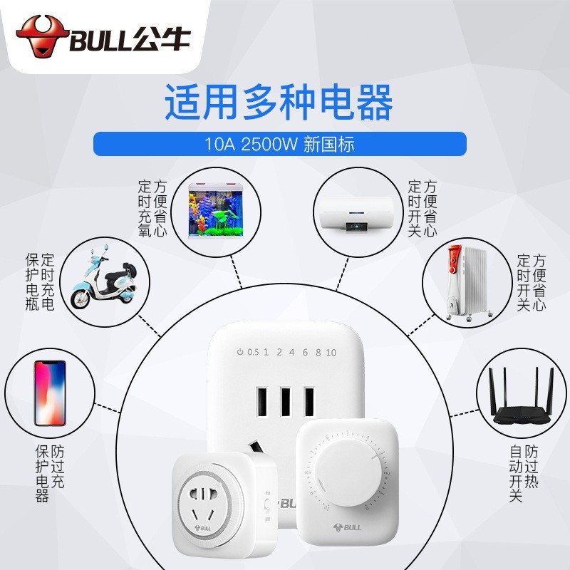 Bull Timer Socket รถยนต์ไฟฟ้าแบตเตอรี่ชาร์จ Anti-overcharge อัจฉริยะ Timing Cycle คอนโทรลเลอร์ปิดอัต