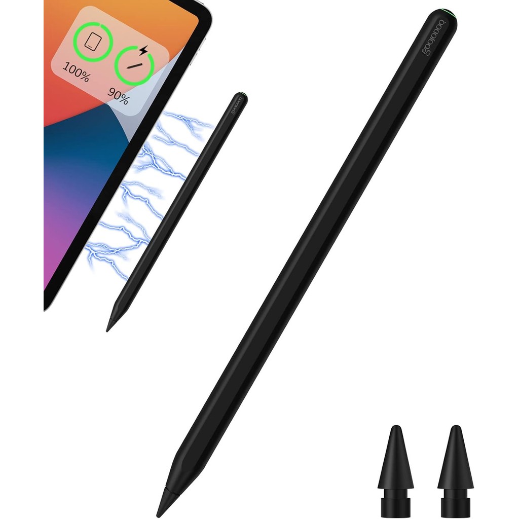 ปากกาสไตลัสชาร์จไร้สายสําหรับ iPad,GOOJODOQ GD13 iPad Pencil 2nd Gen พร้อมการปฏิเสธฝ่ามือแบบเอียงและ