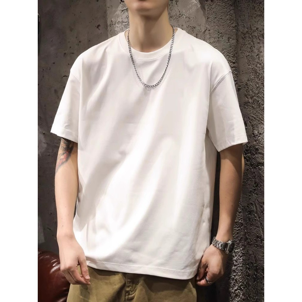 2025 NEW 2025 Three-Needle 2025 Spring Summer 260g Heavyweight Short Sleeve T-Shirt Men Pure Cotton 