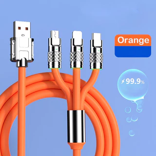 120W 3 in 1 สายชาร์จเร็ว ชาร์จเร็วมาก For ios Type C Micro USB Cable สายชาร์จซิลิโคนเหลว For Samsun Xiaomi