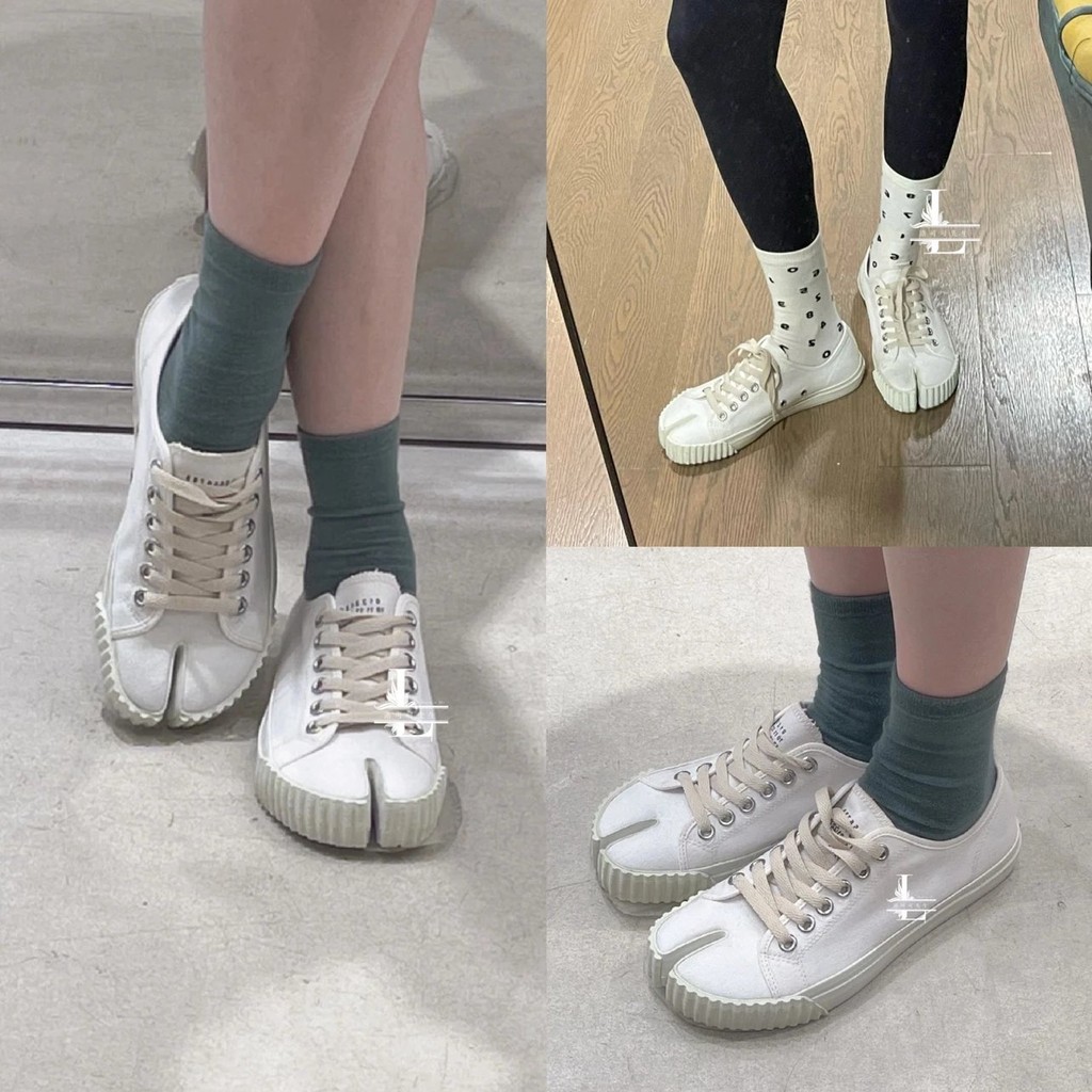[Rando Contrast of Original Order Niu Goods] MM6 Maggie L Pull Split Toe Shoes Canvas White Shoes