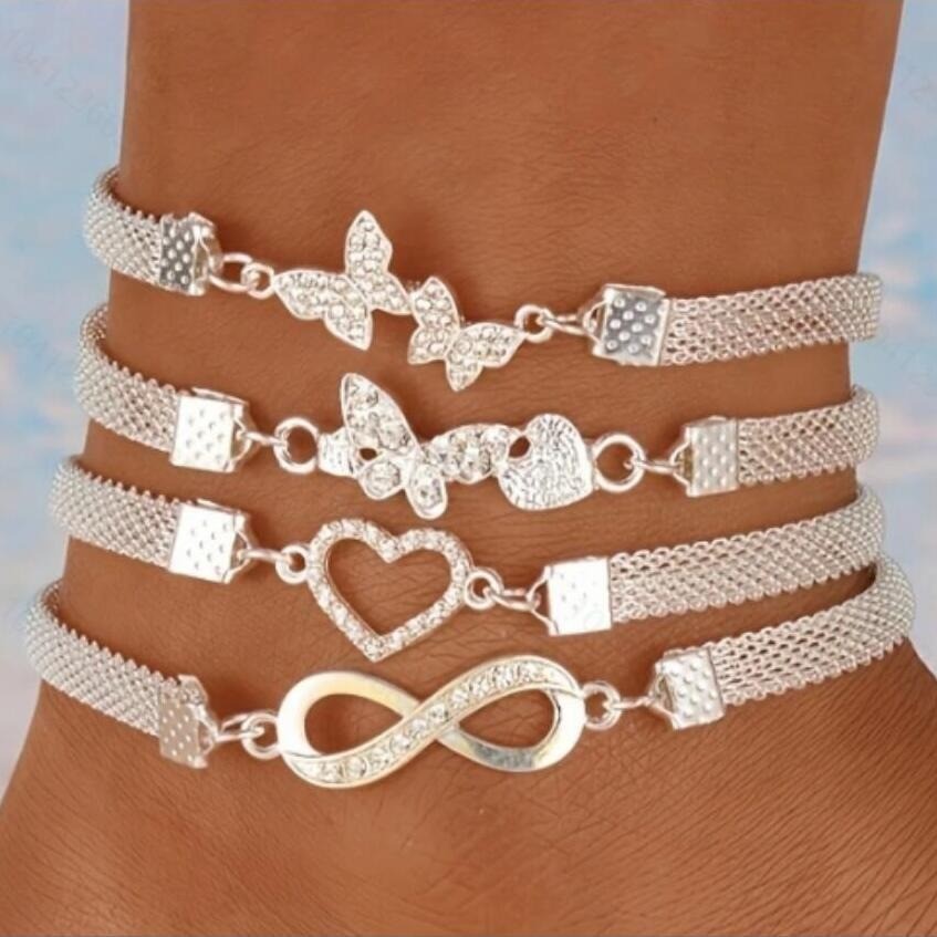 Infinite Big Diamond-Studded 8-Character Anklet Creative Retro Simple Alloy Anklet Anklet20250925เจแ