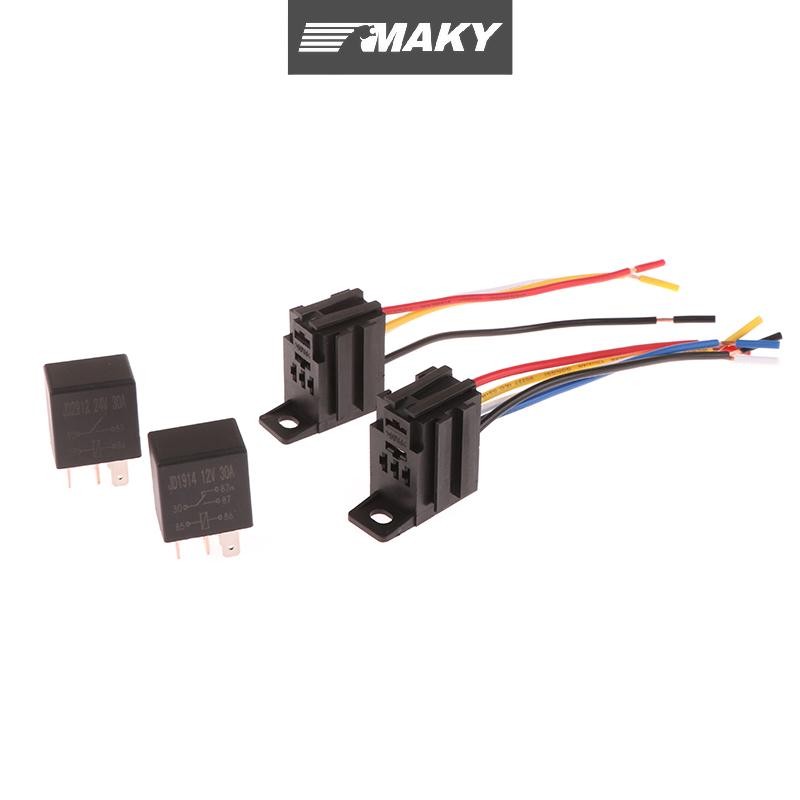LLPH 4 Pin/5 Pin 30A 12 V/24 V ยานยนต์สีม่วงรีเลย์ซ็อกเก็ตสายไฟพร้อม Terminal ควบคุมรถยนต์ Auto Car Relay LLP
