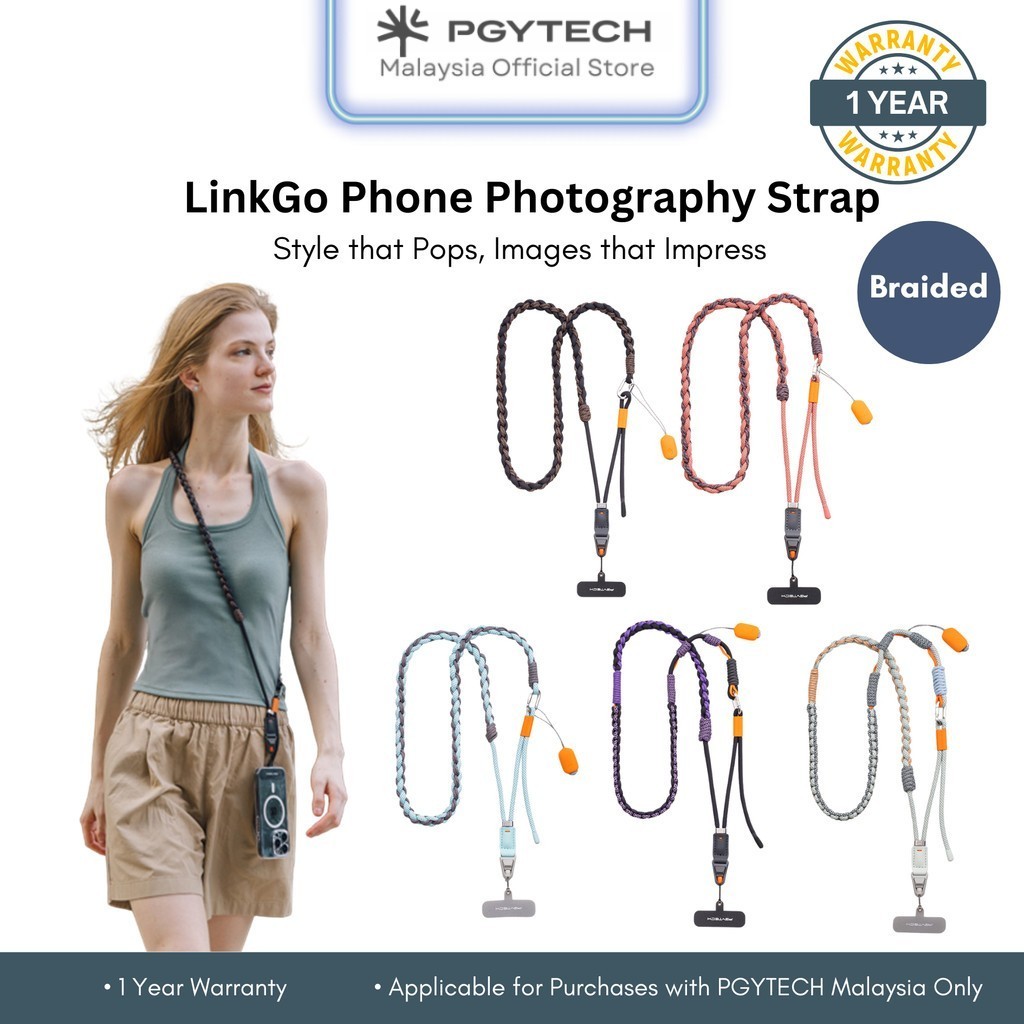 PGYTECH LinkGo โทรศัพท์การถ่ายภาพสายรัดถัก --- เชือกเส้นเล็กโทรศัพท์ กระเป๋าสะพายข้าง พร้อมผ้าเลนส์ 