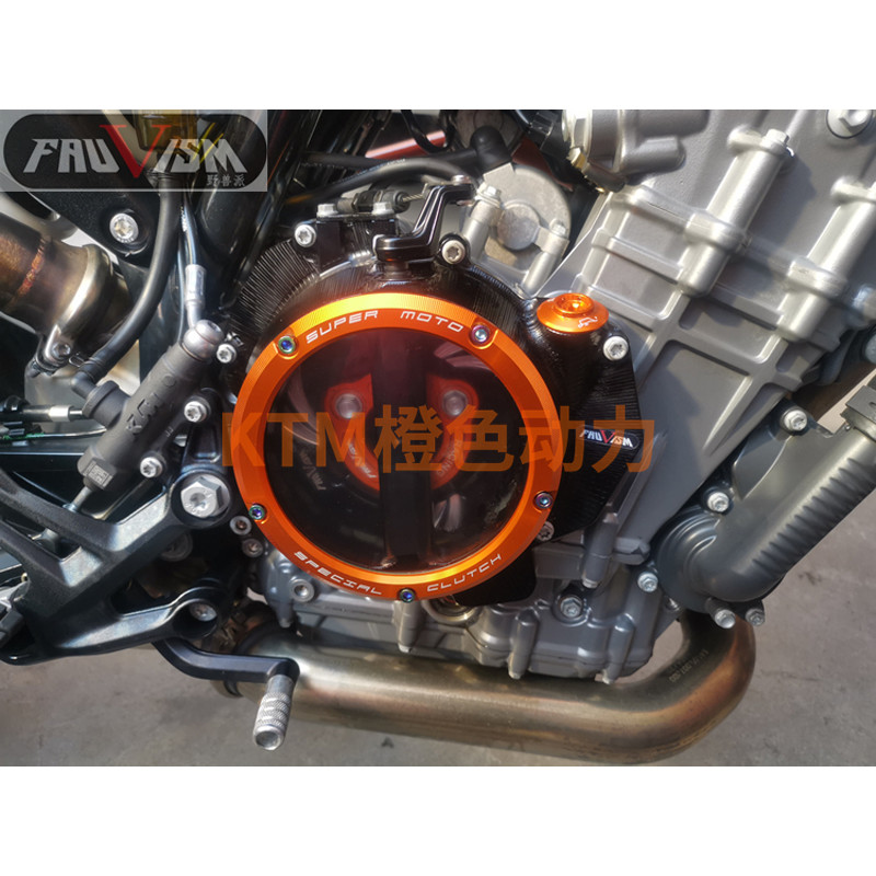 KTM 790/890DUKE เครื่องยนต์สีดําสีส้มคลัทช์ด้านข้างดัดแปลงโปร่งใสคลัทช์ด้านข้าง