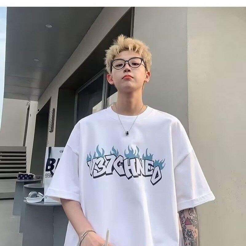 2025 NEW Loose Short Sleeve T-Shirt for Men Summer 2025 New American High Street Niche Ins Trendy Br