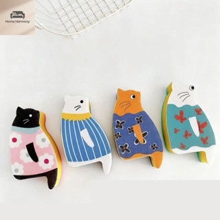 S00012 สครับฟองน้ําฟองน้ําล้างจานฟองน้ํา3ชั้นน่ารักลูกแมวหนา…