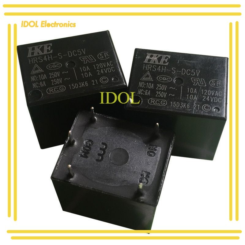 HRS4H-S-DC  24V 12V 6V 9V 5ขา รีเลย์ Relay  รีเลย์ 5ขา 10A  ขาลงปริ้น ขนาด 15x18x15 มิล มี 3V 5V 6V 