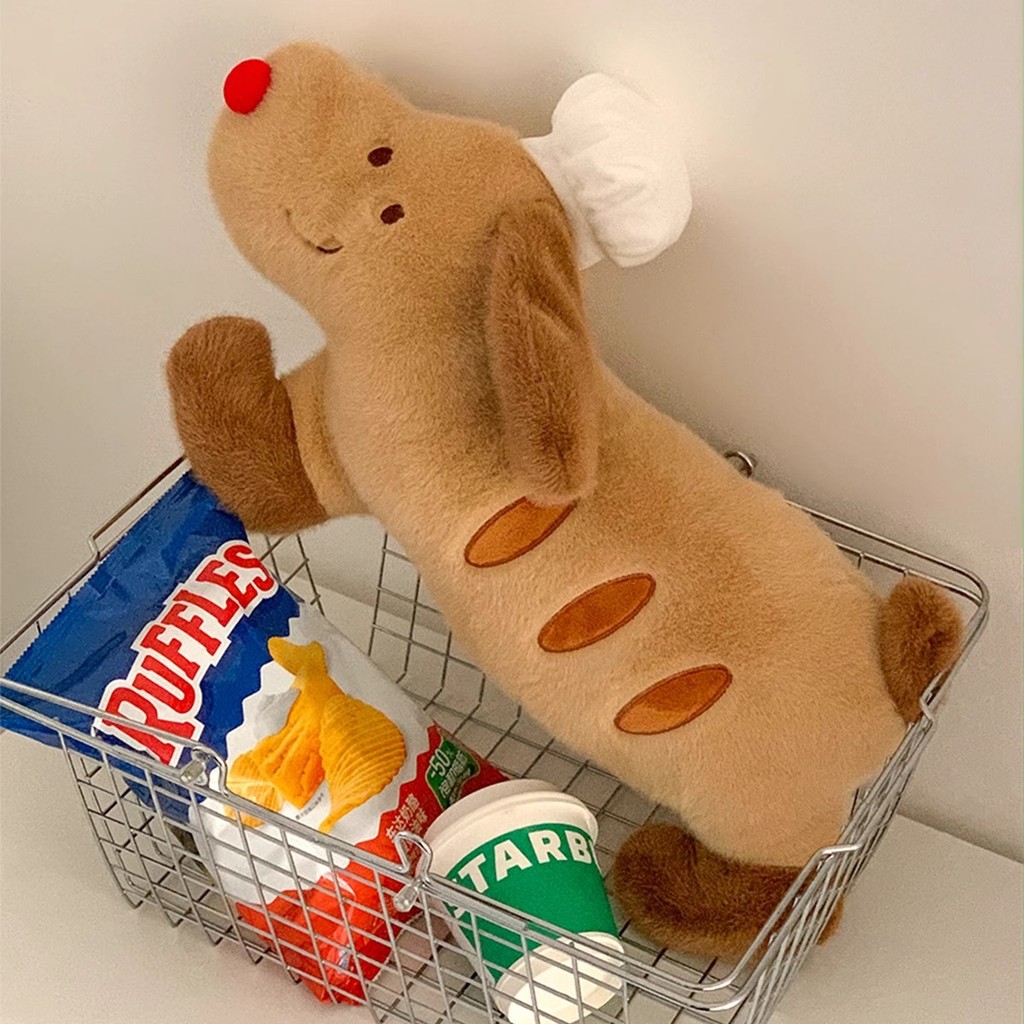 Chef Baguette Dog Long Pillow Bread Puppy Doll Plush Toy Hug Sleeping Healing Doll Sleeping Ragdoll 