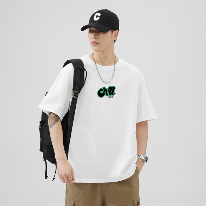 COD 2025 Real Shot Heavyweight 260g Men's High-end Mercerized Soft Cotton Summer Drop Shoulder Sleev