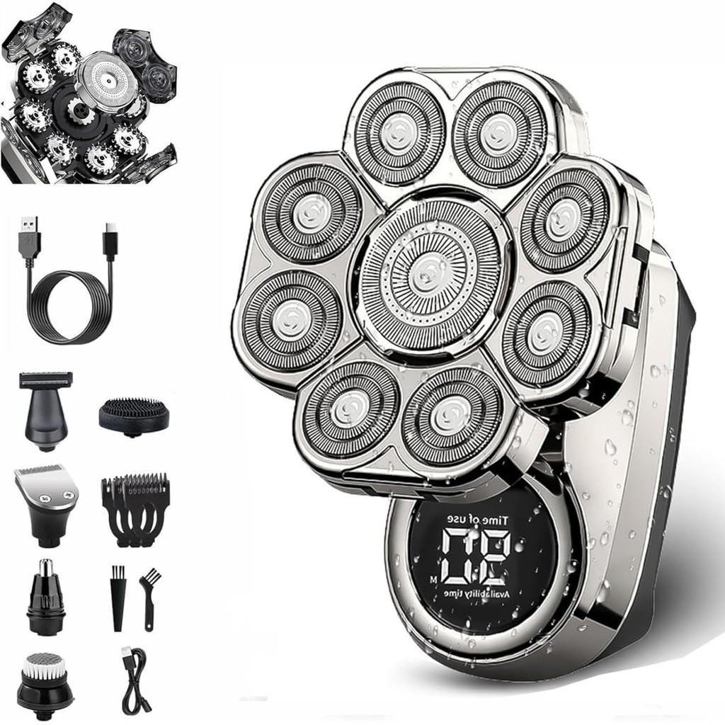 Bawldy Shaver Pro, Bawldy Pro, 9D Floating Head Shaver for Bald Men, 6-in-1 Detachable Head Shavers,