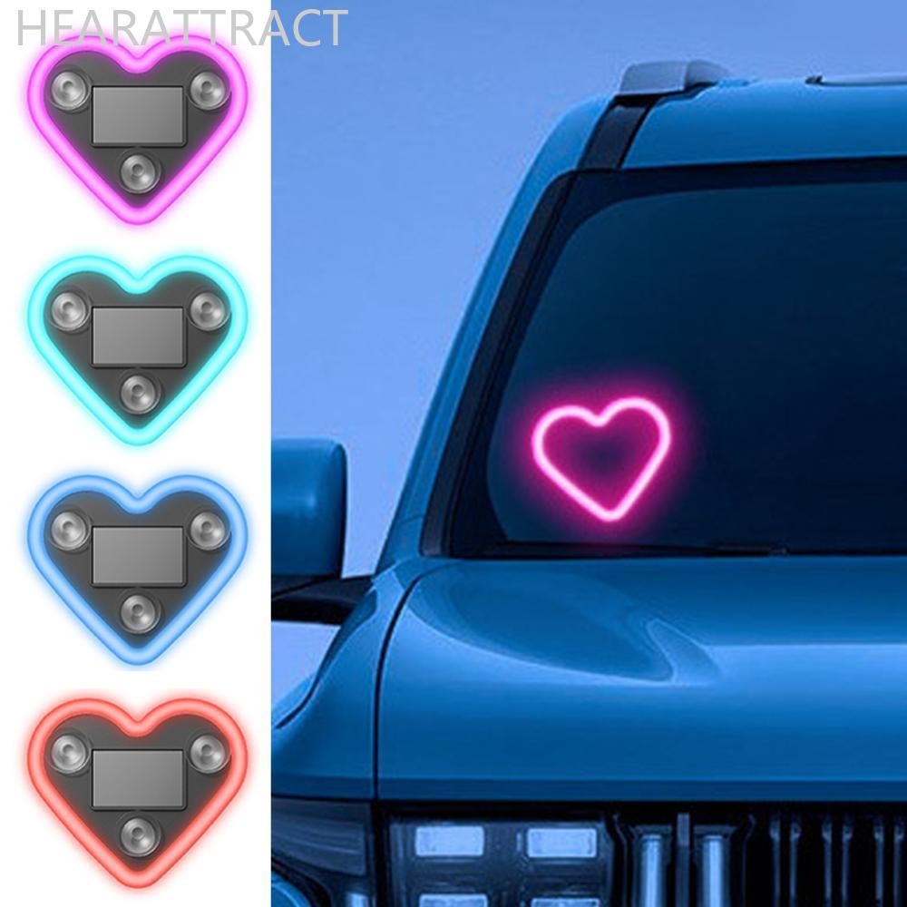 HEARATTRACT พลังงานแสงอาทิตย์ LED รูปหัวใจภายในรถบรรยากาศแสง USB ขับเคลื่อนรถหน้าต่างนีออนโคมไฟตกแต่