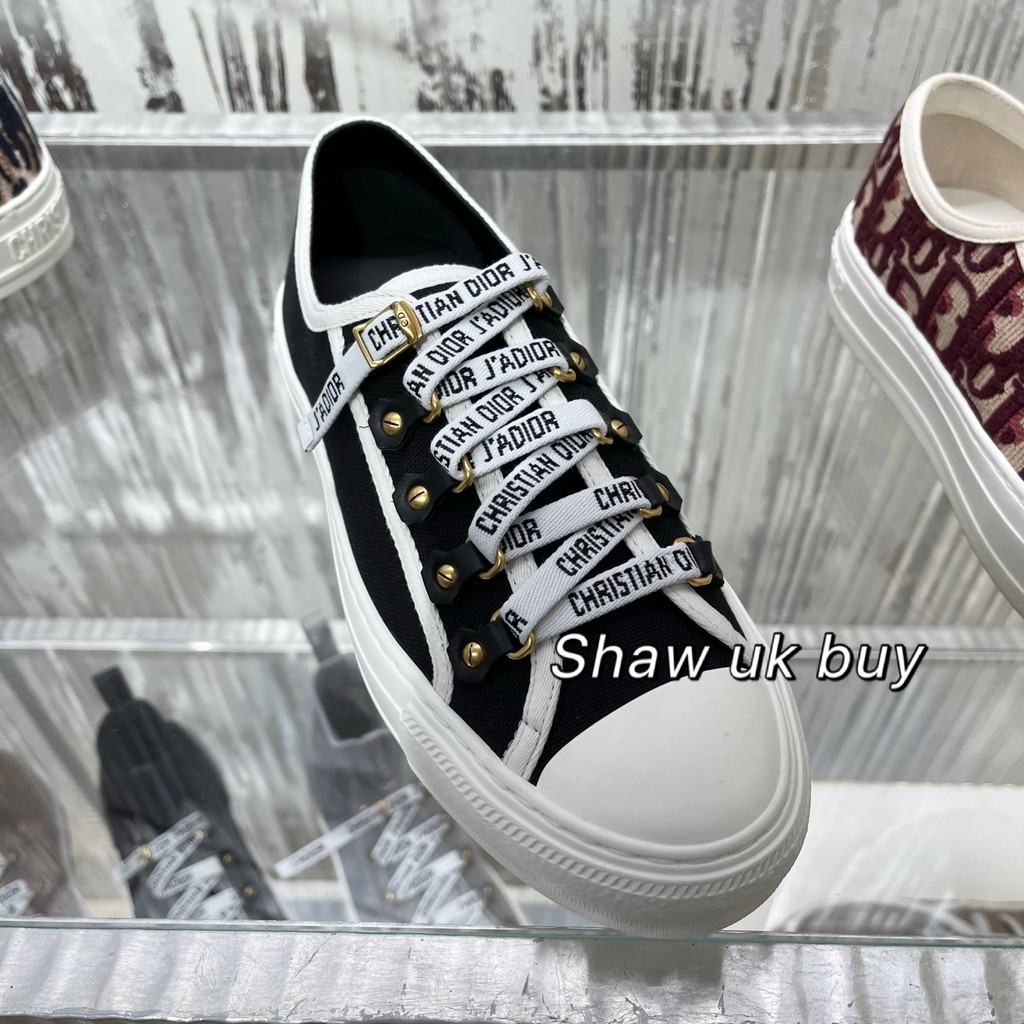 Shaw UK Shopping Dior Dior WALKN Dior SNEAKER Ladies Low-state รองเท้าผ้าใบรองเท้าผ้าใบสายตายาว