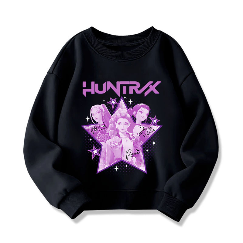 Kpop Demon Hunters 2D พิมพ์รอบคอ Hoodie เหมาะสำหรับเด็กชายและเด็กหญิง