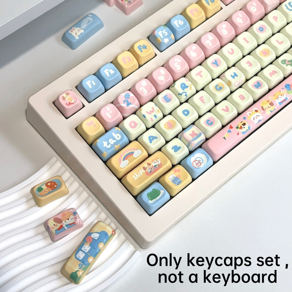 PBT Keycap EOA สัตว์อนุบาลน่ารักสีสัน Keycap 5 ด้าน Dye Sublimation คีย์บอร์ด Keycap สําหรับ Alice A