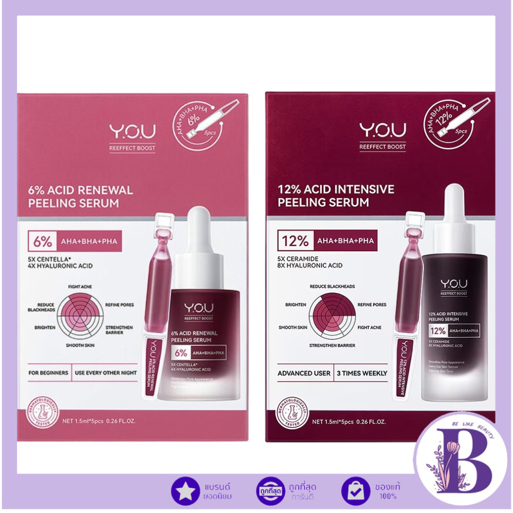 🔥แท้/ดีลสุดคุ้ม/ไลฟ์ทุกวัน🔥YOU 6% Acid Renewal Peeling Serum / 12% Acid Intensive Peeling Serum (M)