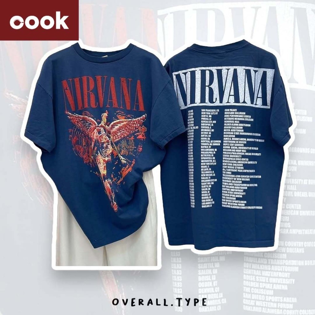 nirvana เสื้อยึด ผ้าเทคโนโลยี Sorona จากอเมริกา พิมพ์ลาย nevermind เสื้อยืด oversize เหมาะ ผู้หญิง และ ผู้ชาย #363