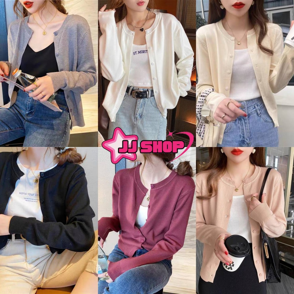 JJ Shop​💜พร้อมส่ง เสื้อคลุมคาร์ดิแกรนแขนยาว น่ารักๆ ผ้าไหมพรม สีสดใส ใส่ได้ทุกวัน “C286”