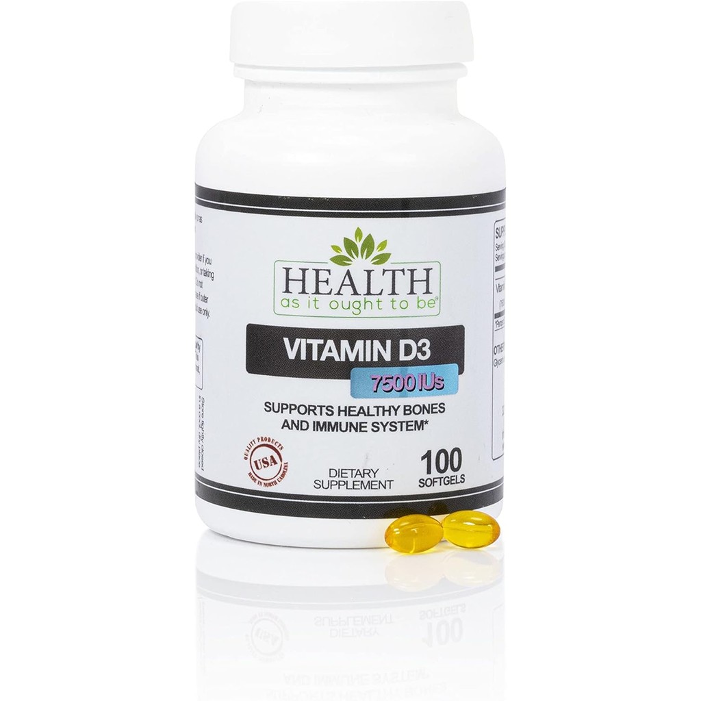 สุขภาพ As It Ought To Be Vitamin D|3 ชิ้น 7500 IUs | พอร์ตสูตร Physician ระบบกระดูกและภูมิคุ้มกันเพื