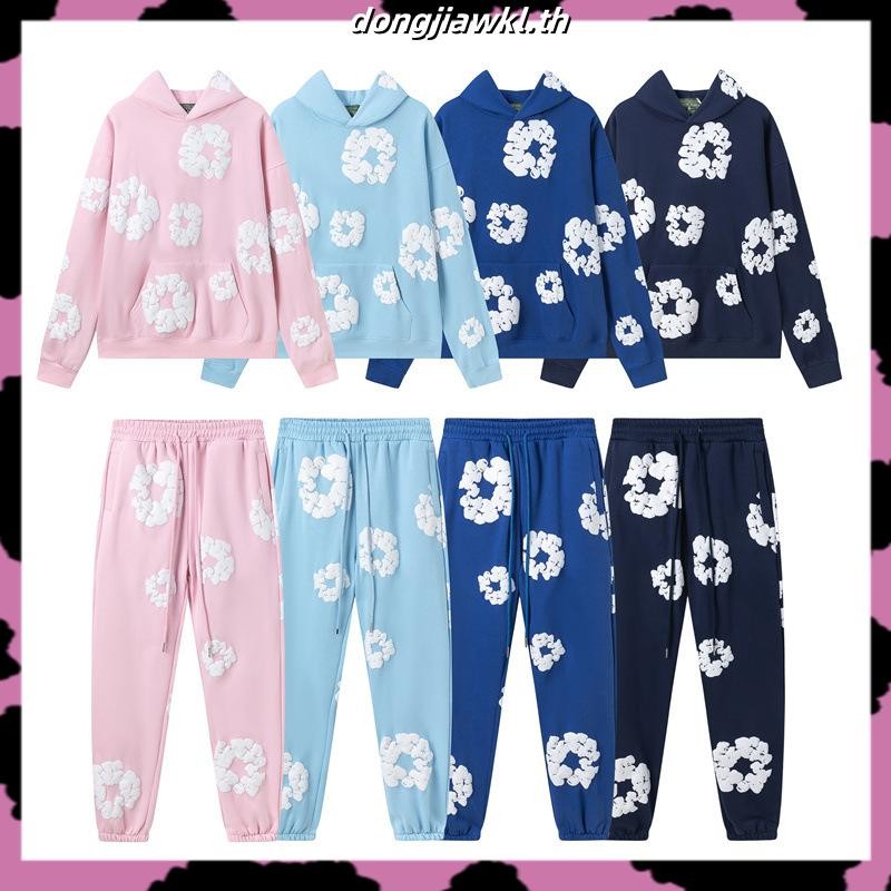 ผู้นักเรียนชายและหญิง จุดแบบเรียลไทม์ เสื้อฮู้ด DENIM TEARS, นักว่ายน้ํานุ่น, พวงหรีดผ้าฝ้าย เสื้อกั