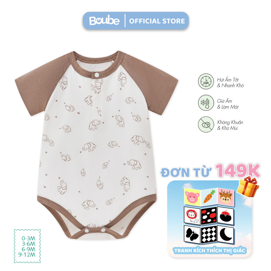 บอดี้ชิป ชุดจั๊มสูททรงสามเหลี่ยม แร็กแลน ลายช้างสําหรับเด็กแรกเกิด เด็กผู้ชาย เด็กผู้หญิง โบube ผ้าค