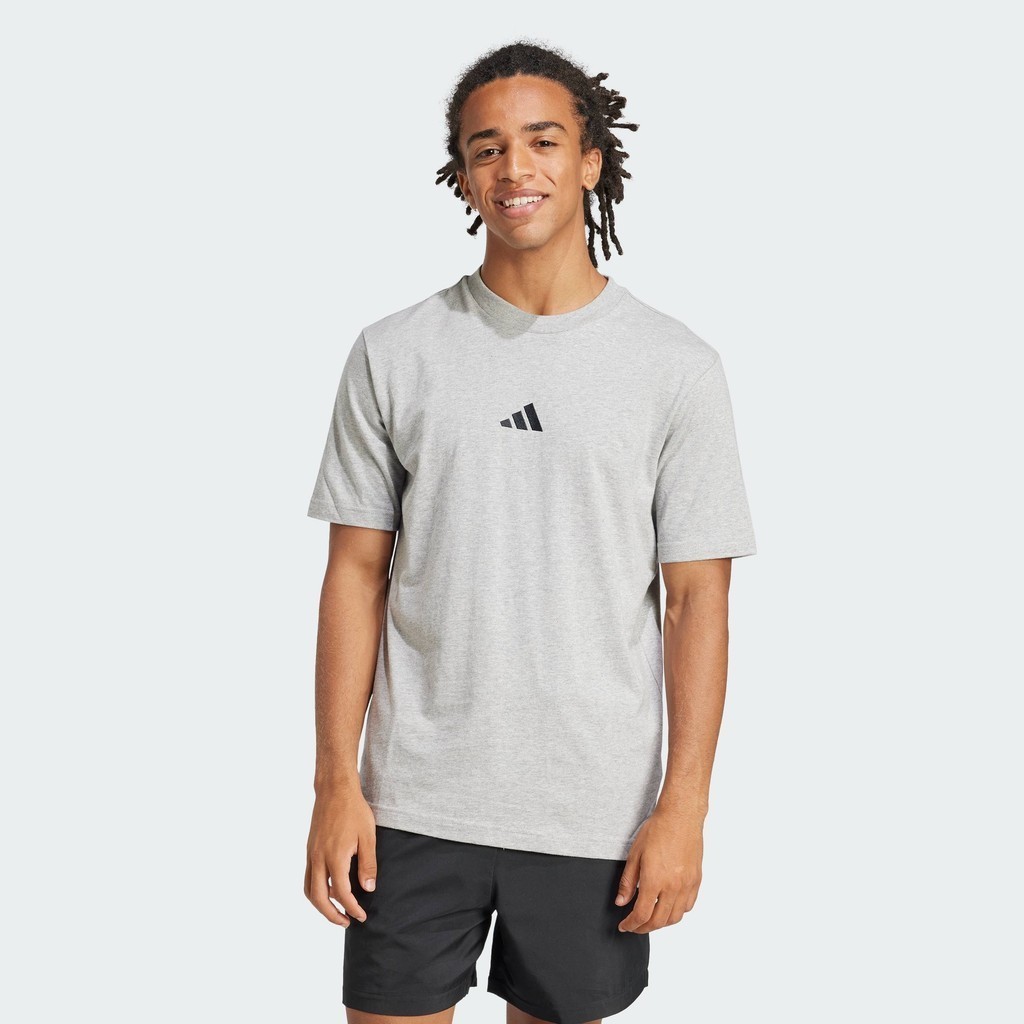 adidas Lifestyle Essentials Small Logo Single Jersey Tee Men Grey JF1091