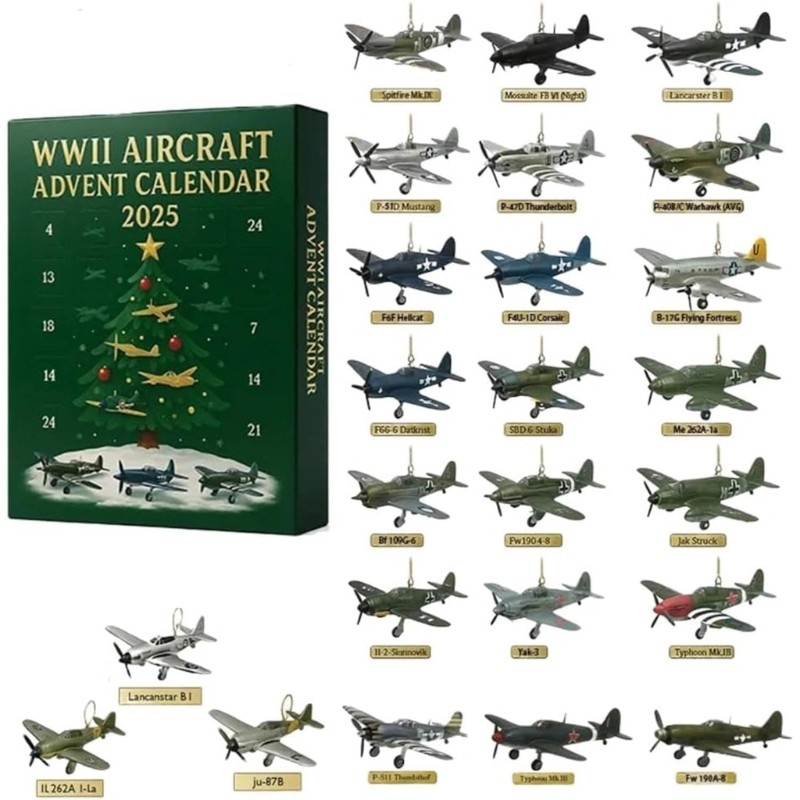 Diginityss WWII Aircraft Advent Calendar 2025 – 24 วันปฏิทิน 2025 ประกอบด้วย 24 Fighter Pendts ที่ C