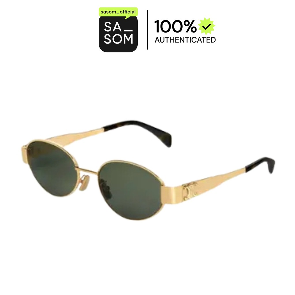 Celine Triomphe Metal 01 Sunglasses In Metal Gold Green | ของแท้ ตรวจสอบโดย SASOM