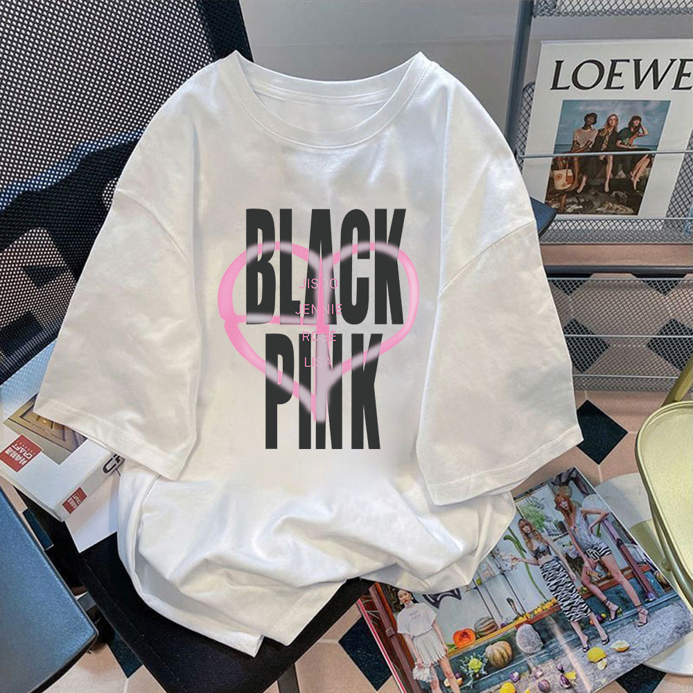 เสื้อยืดBLACKPINK Deadline ผ้าฝ้ายแท้ สำหรับทุกเพศ สไตล์ลำลองแขนสั้น